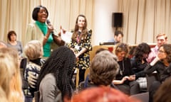 An audience member speaks to the panel.

Guardian women seminar: How women can change the world. Held at The Guardian, Kings Place, London. 4 May 2017.