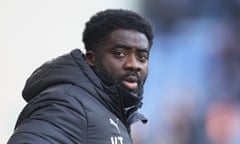 Kolo Touré on the sidelines during Wigan’s defeat by Luton in the Championship on 21 January.