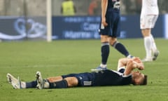 FBL-FRA-LIGUE 1-BORDEAUX-LORIENT<br>Bordeaux' Ukrainian midfielder Danylo Ignatenko reacts at the end of the French Ligue 1 football match Section Bordeaux vs Lorient on May 14, 2022 at the Matmut Atlantique stadium in Bordeaux. (Photo by ROMAIN PERROCHEAU / AFP) (Photo by ROMAIN PERROCHEAU/AFP via Getty Images)