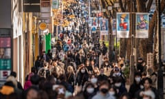 A busy shopping street in the Omotesando area of Tokyo 