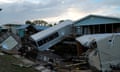 Aerial footage from Horseshoe Beach, Florida shows the destruction wreaked by Hurricane Idalia as it passed over the state