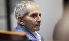 FILE - In this March 10, 2020, file photo, real estate heir Robert Durst looks over during his murder trial in Los Angeles. Durst is on trial for the 2000 killing of Susan Berman. Durst’s trial, which had been underway for six days, has been delayed for three weeks over fears of the transmission of the new coronavirus. (AP Photo/Alex Gallardo, Pool, File)