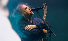 Robert Smith of the Cure performing at the Ovo Arena Wembley in London, 12 December 2022.