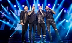 Boyzone Perform At The Motorpoint Arena Cardiff<br>CARDIFF, WALES - JANUARY 20: Michael Graham, Ronan Keating, Shane Lynch and Keith Duffy of Boyzone perform at Motorpoint Arena on January 20, 2019 in Cardiff, Wales. (Photo by Mike Lewis Photography/Redferns)