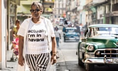 Young woman in 'actually I'm in Havana' T-shirt