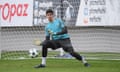 Chelsea Training and Press Conference<br>BAKU, AZERBAIJAN - NOVEMBER 21: (UEFA-OUT) Thibaut Courtois of Chelsea during a training session at Bakcell Arena on November 21, 2017 in Baku, Azerbaijan. (Photo by Darren Walsh/Chelsea FC via Getty Images)