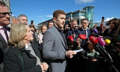 Irish rugby player Paddy Jackson speaks to the press after being found not guilty of rape charges.
