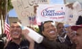 WALTER GLENN<br>Chuck Walter, left, and Glenn (no last name given) of New York wearing Bush and Gore masks respectively rally in front of the Stephen P. Clark Goverment Center in Miami Wednesday, Nov. 22, 2000. The Miami-Dade canvassing board voted to stop all manual count of ballots in Dade County. (AP Photo/Marta Lavandier)