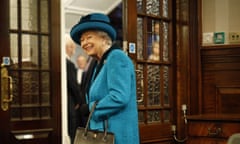 Queen Elizabeth II at the Royal Philatelic Society headquarters, central London.