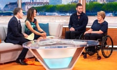 Ben Shephard and Susanna Reid with Justin Levene and Tanni Grey-Thompson on the Good Morning Britain TV show, London, 8 Nov 2018