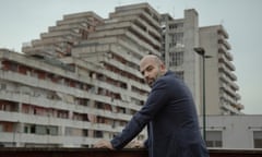 Roberto Saviano near Le Vele housing estate in Scampia, Naples