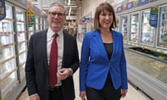 Keir Starmer and shadow chancellor Rachel Reeves visit a Morrisons supermarket in Wiltshire, while on the election campaign trail on 19 June.
