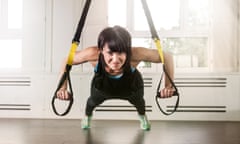Woman during suspension training