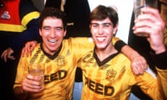 Tony Rains and Matt Hanlon of non-league Sutton celebrate after their victory over First Division Coventry in 1989. The greatest ever upset?