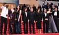 Cannes film festival Opening Ceremony and The second act premiere<br>CANNES, FRANCE - MAY 14: (L to R) Members of the Jury of the 77th Cannes Film Festival, French actor Omar Sy, US director and president of the Jury of the 77th Cannes Film Festival Greta Gerwig, US actress Lily Gladstone, Lebanese director Nadine Labaki, Turkish writer and photographer Ebru Ceylan, Japanese director Hirokazu Kore-eda, Spanish director, producer and writer Juan Antonio Bayona, French actress Eva Green and Italian actor Pierfrancesco Favino arrive for the Opening Ceremony and the screening of the film 'Le Deuxieme Acte' (The second act) at the 77th edition of the Cannes Film Festival in Cannes, southern France, on May 14, 2024. (Photo by Mustafa Yalcin/Anadolu via Getty Images)