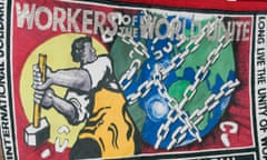 A workers’ banner at May Day, Trafalgar Square, 2010