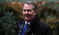 Liam Fox is seen outside Downing Street in London