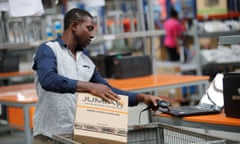 A Jumia employee at a warehouse in Lagos, Nigeria