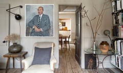 Sitting comfortably: the portrait of ‘Uncle Alfred’, which was bought from a German auction house. The lamp is by German company Midgard and is from the 1940s or earlier.