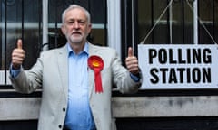 Jeremy Corbyn after casting his vote on Thursday.