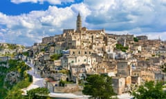 Matera in Basilicata Italy overview of old city