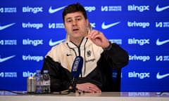 Mauricio Pochettino of Chelsea during a press conference at Cobham on Friday.