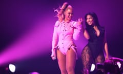 TIDAL X: 1020 Amplified by HTC - Show<br>NEW YORK, NY - OCTOBER 20: Beyonce (L) and Nicki Minaj perform onstage during TIDAL X: 1020 Amplified by HTC at Barclays Center of Brooklyn on October 20, 2015 in New York City. (Photo by Jamie McCarthy/Getty Images for TIDAL)