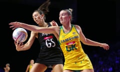 New Zealand’s Bailey Mes and Australia’s Courtney Bruce