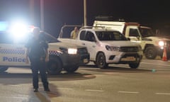 Police cordon off the Stuart Highway on Tuesday