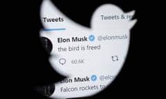 Elon Musk's tweet reading "The bird is freed" after he finally took control of the company.