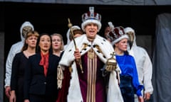 Summer madness … Max Bennett and the male witches in Macbeth at Shakespeare’s Globe.