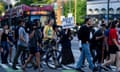 Protesters march through downtown Seattle for Jaahnavi Kandula.