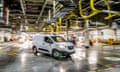 A Vauxhall Combo Electric drives off the end of Ellesmere Port's production line