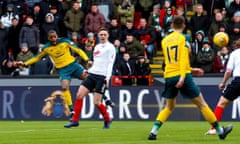 Celtic’s Jules Olivier Ntcham (left) scores his side’s first goal at Broadwood Stadium