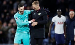 Joe Hart with Hugo Lloris after Spurs played Burnley in March.