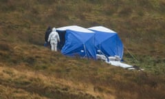 Police tents at an area being searched on Saddleworth Moor