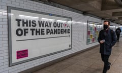 End the pandemic and vaccinate the world signs, Westminster, London, UK - 26 Jan 2022<br>Mandatory Credit: Photo by Amer Ghazzal/REX/Shutterstock (12776857d) Signs at the Westminster underground station calling for the end to the coronavirus pandemic by promoting vaccinations for the world against covid-19 End the pandemic and vaccinate the world signs, Westminster, London, UK - 26 Jan 2022