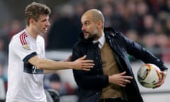 Pep Guardiola and Thomas Müller