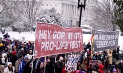 Anti-abortion activists participate in the annual March for Life at Capitol Hill on 19 January 2024, in Washington DC.