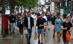 Shoppers on a wet Oxford Street in London