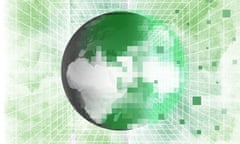 Pixellated globe illustration