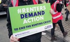 Private renters protest sign reads: #Renters demand action to end the renting crisis!
