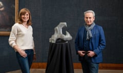 Fake or Fortune ... Fiona Bruce and Philip Mould with a potential Henry Moore sculpture. 