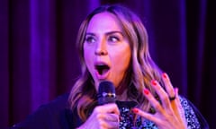 Mel C talking to Laura Snapes in the Cabaret tent at Glastonbury festival.