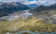 Farmland along the Ra'og Lake in Qamdo, Tibet.