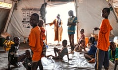 Fulani families of semi-nomadic herders in a tent