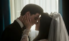 Jacob Elordi as Elvis kisses his new bride, Cailee Spaeny as Priscilla in Priscilla