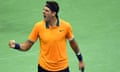 Juan Martín del Potro celebrates during his US Open semi-final victory over Rafael Nadal.