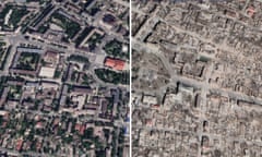 Satellite imagery from Mariupol, Ukraine in 2021 and 2023 following the Russian invasion.