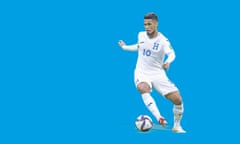 A photo of Honduran Footballer Alexander Lopez cut out against a blue background by Guardian Design.